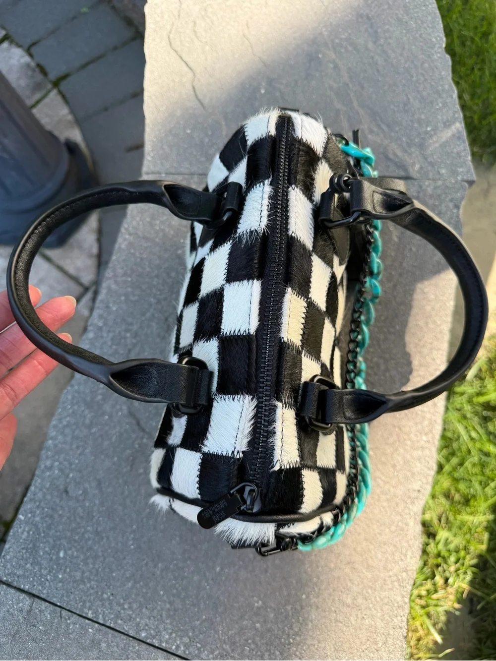 Dani Morgans Exclusive Checkered Cowhide Small Speedy Bag - Picture 7 of 17